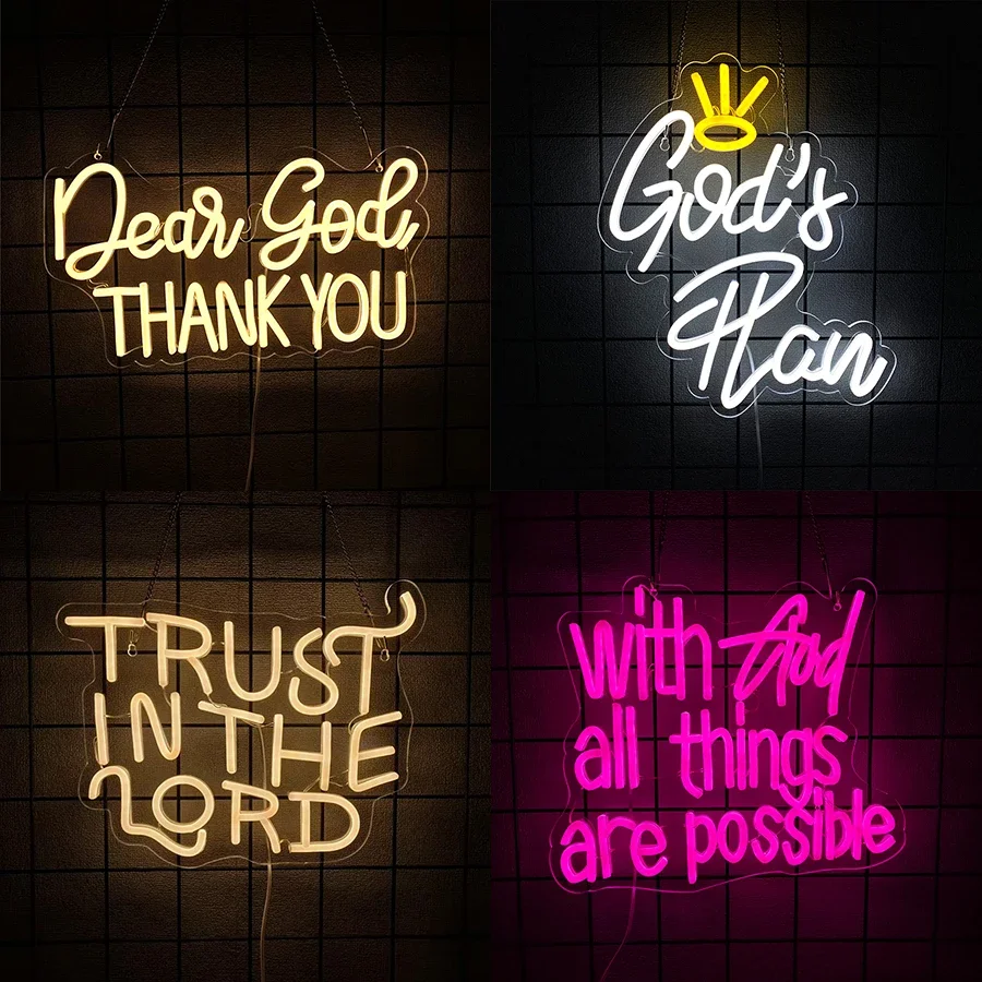 

Дорогой Бог, спасибо, неоновая вывеска, светодиодные неоновые огни, вдохновляющие декоративные светильники для офиса, дома, гостиной, классной комнаты