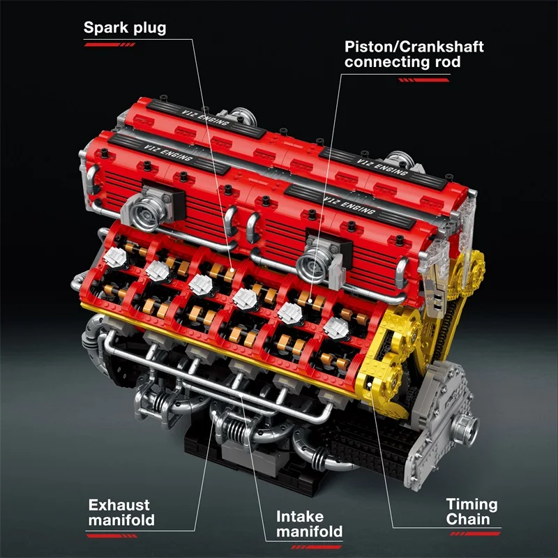 IN MAGAZZINO Reobrix 33017 MOC Tecnico Elettrico V12 Motore Building Blocks Assemblaggio Mattoni Modello Giocattoli per I Ragazzi Regalo Di Natale