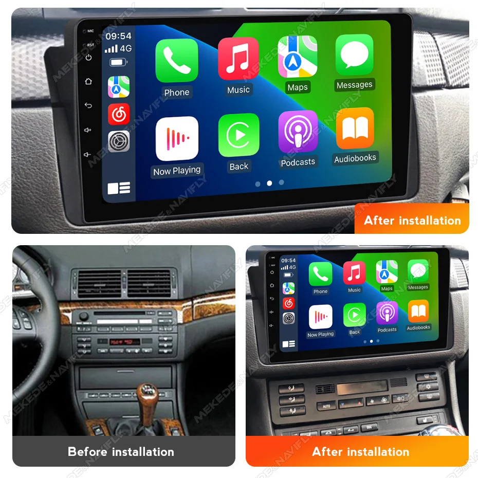 NaviFly 9inch 2Din Android Car Radio For BMW E46 Coupe M3 316i 318i 1998-2006 Multimedia Player GPS Wireless Carplay Auto Stereo
