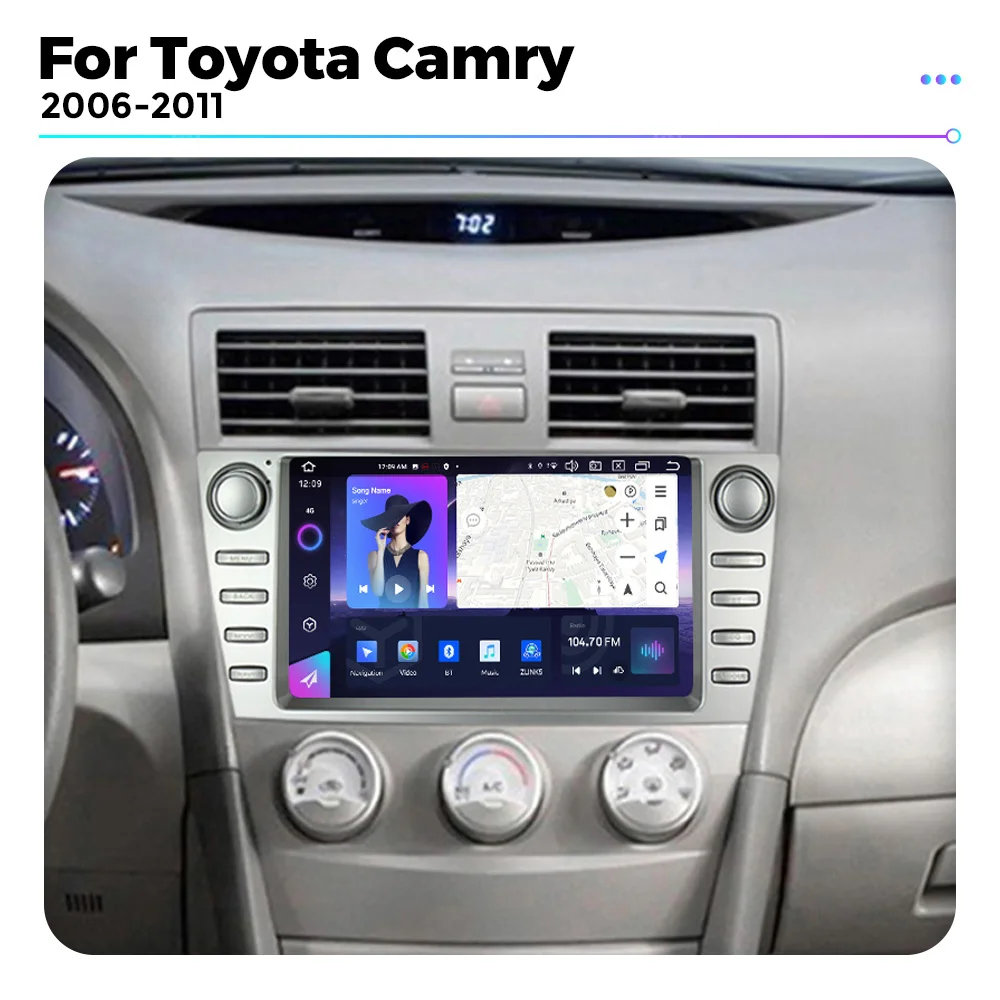 Android 13  For Toyota Camry 7 XV 40 50 2006-2011 Car Radio Knob Button Multimedia Player GPS Carplay Auto BT 4G WIFI 8 Core DSP