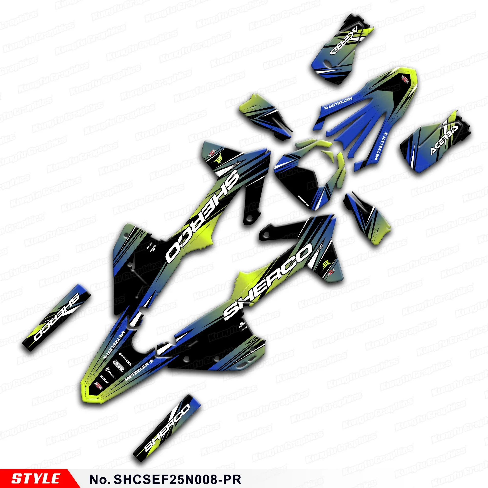 

JY RACING MX Graphics Customised Sticker Kit for 2025 Sherco SE 125 250 300 / SEF 250 300 450 500, SHCSEF25N008-PR