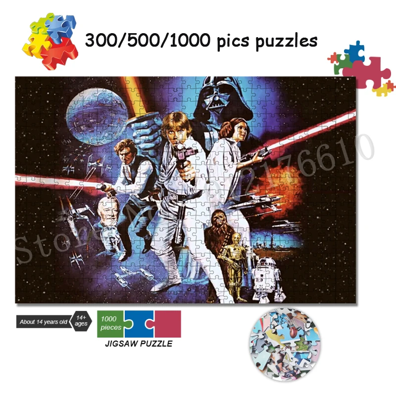 

Disney Star Wars Movies Print Jigsaw Puzzle Anime 108/200/300/500/1000 Pieces Puzzles for Adults Diy Decompression Games Toys