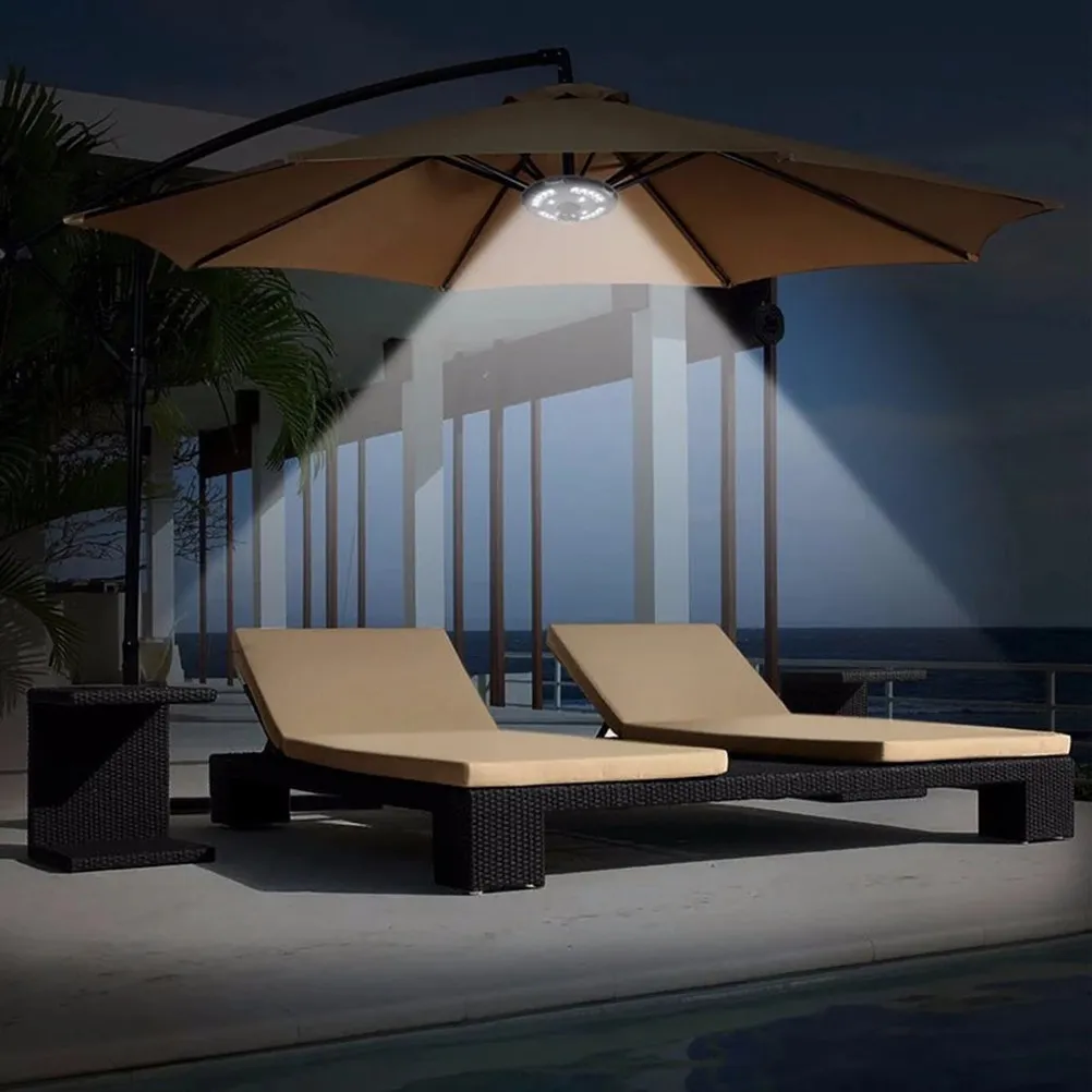 

White 20 Roman Light 4 Additional LED Detachable Outdoor Cordless Patio Umbrella Pole Light Portable Camping Tent Emergency USB