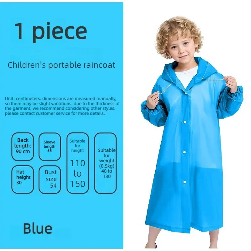 EVA Transparenter Einteiliger Wasserdichter Kinder-Regenmantel Leichter Kapuzenponcho für Outdoor-Reisen Tragbarer Dicker Regenschutz – Detail 8