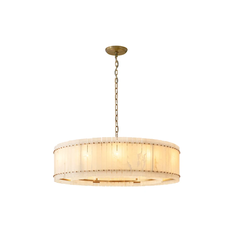 

2025 American Marble Series Brass Chrome Dimmable LED Chandelier Lustre Alabaster Suspension Luminaire Lampen For Living Room
