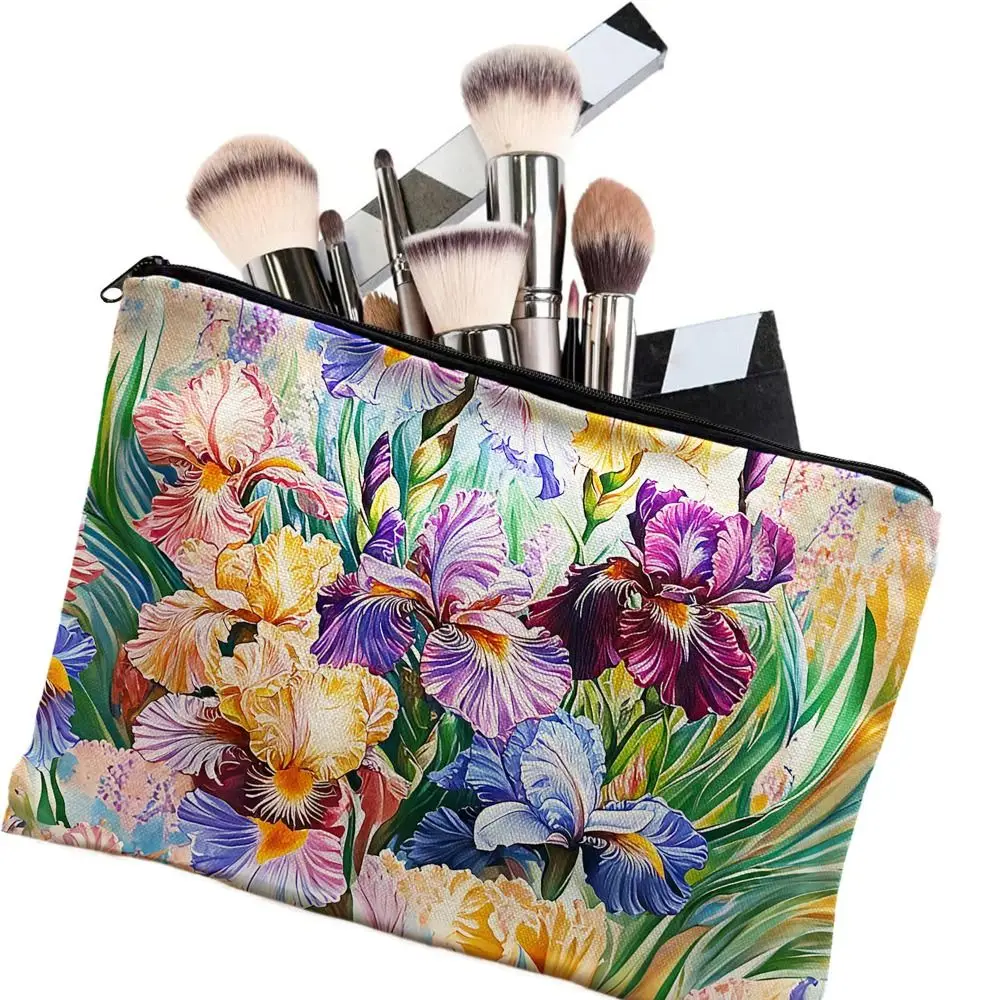 Vintage Flower Print Cosmetic Bag Multi-purpose Portable Makeup Bag Zipper Toiletry Organizer Gifts