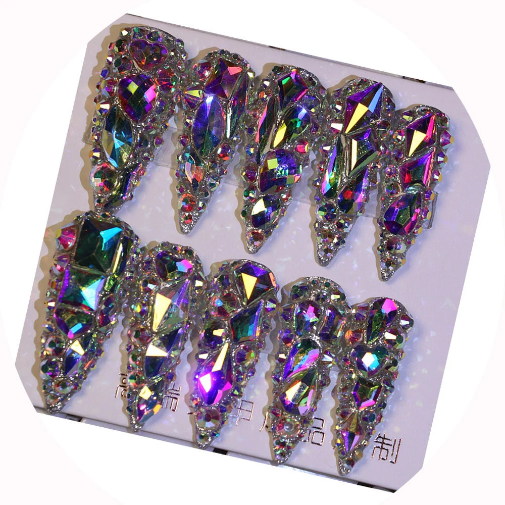 5sets 10pcs/set Luxury handmade wearable false nails press on fake nails shining customBulk Wholesale OEM