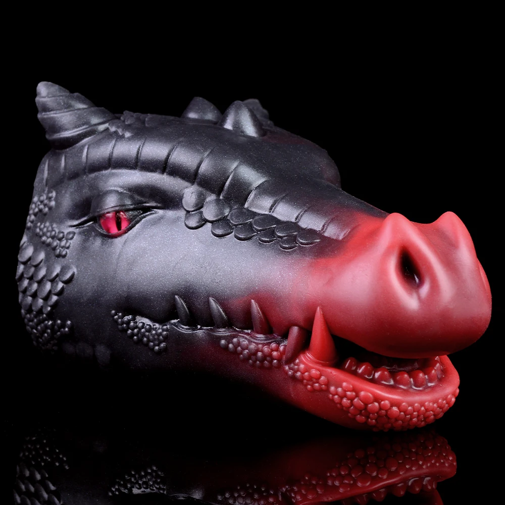 Lifelike Dragon Head Masturbator Red Black Fantasy Stroker Liquid Silicone Fetish Pocket Pussy Blowjob Sex Toy For Men Adult 18+