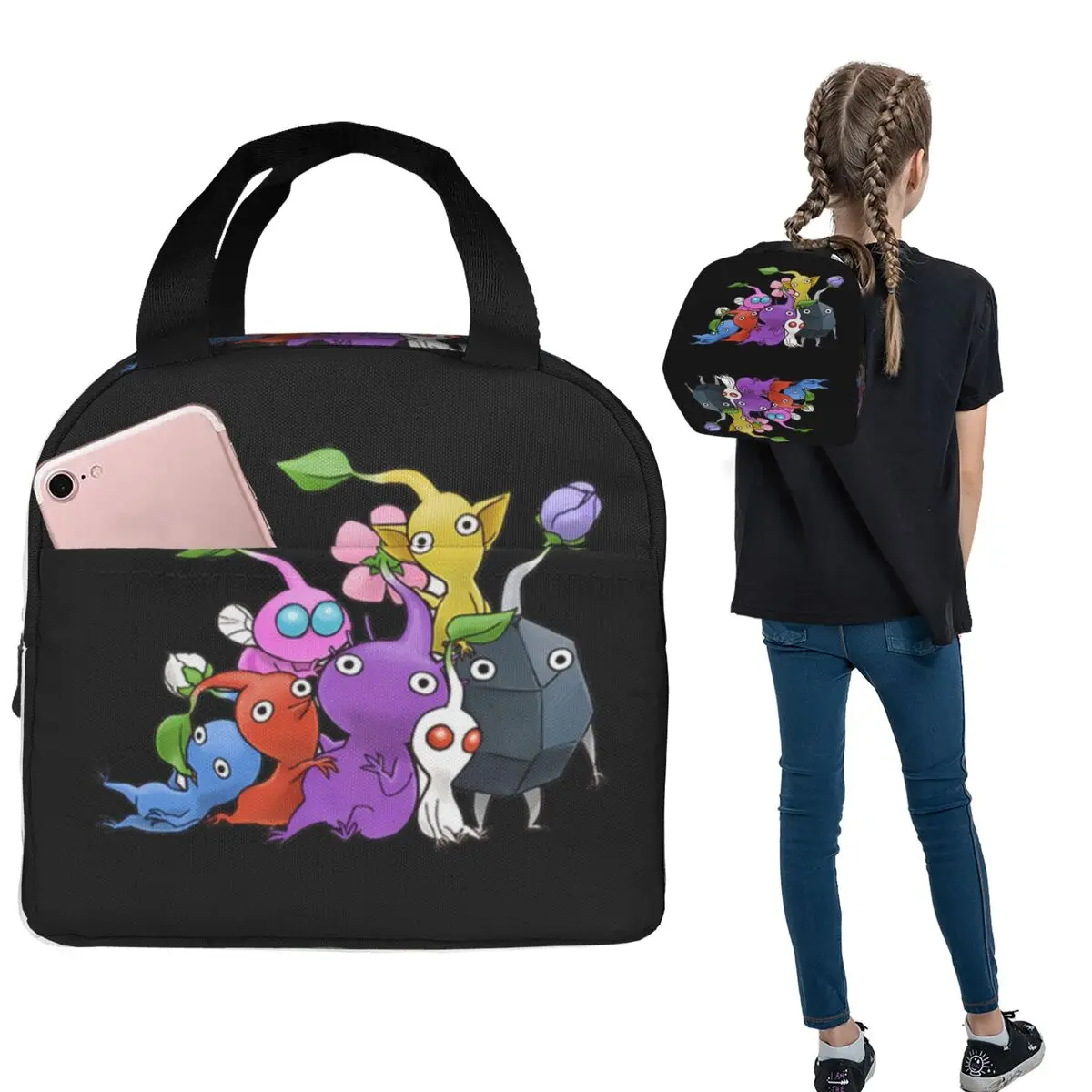 Pikmin Ideas Game Art Insulated Lunch Bag for Women Children Portable Food Boxes Thermal Lunch Box Tote