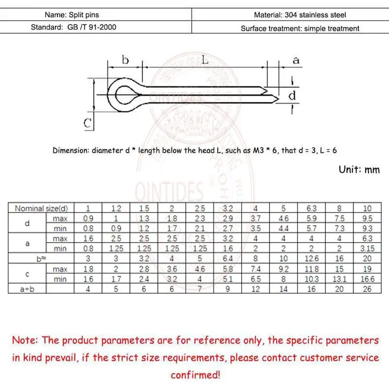 Qintides M1-M10 2-200Pcs Split Pins 304 Rvs Splitpen Lente Pins Distributie Pin Klink