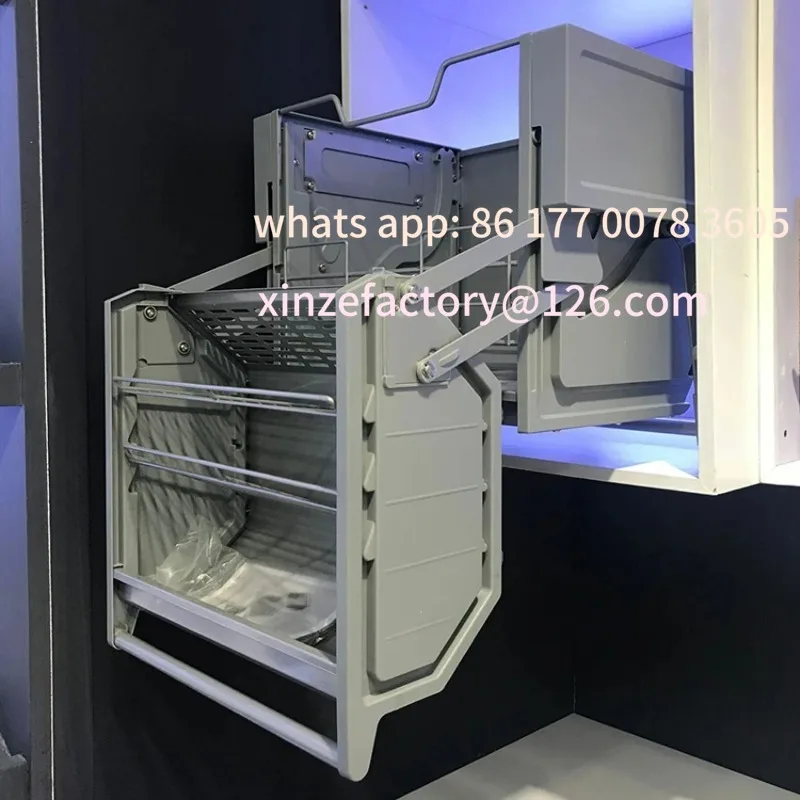 خزانة علوية للثلاجة قابلة للتخصيص، سلة سحب لرفع الجسم المزدوج، خزانة معلقة بطبقة مزدوجة، مطبخ مصعد قابل للسحب #4