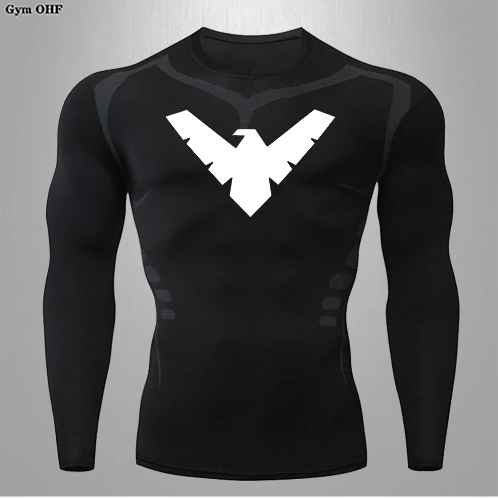 Nightwing Running Shirt Tops Clothing Men Gym Sport Tshirt Quick Dry Compression Swearshirt Gym Fitness Breathable Sportswear