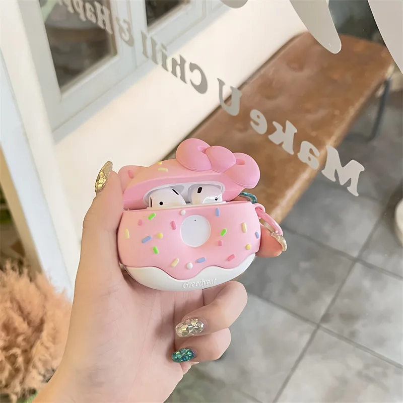 Silicone Bow Donut Case for AirPods Pro2 Airpod Pro 1 2 3 Bluetooth Earbuds Charging Box Protective Earphone Case Cover