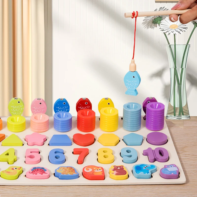 Bambini Montessori Matematica Giocattoli Per I Più Piccoli Educativi Puzzle Di Legno Giocattoli Da Pesca Conteggio Numero Forma Corrispondenza Selezionatore Giochi Giocattolo Da Tavolo