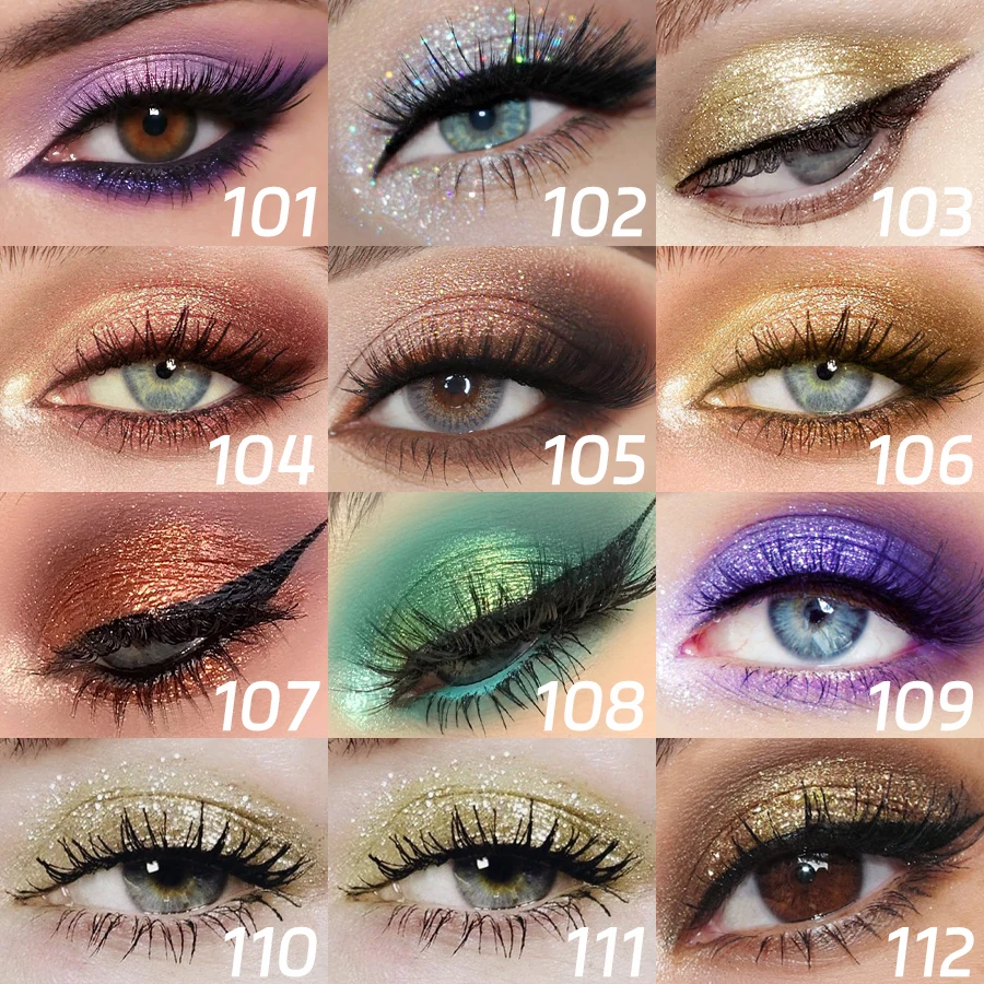 22 couleurs, fard à paupières liquide, imperméable, scintillant et scintillant, Kit de maquillage de beauté, Palette pour les yeux fumés longue durée avec mat à gl