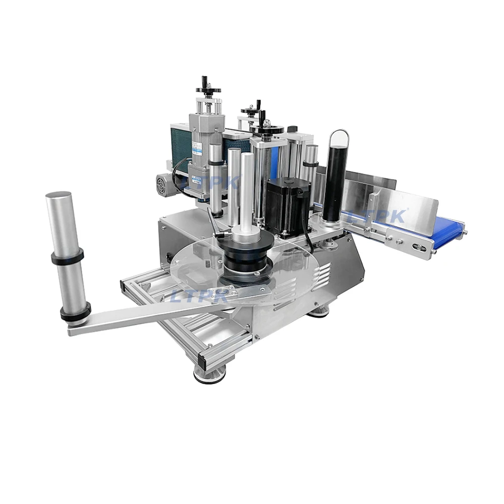 Pequeña etiquetadora automática de botellas redondas (LT-150) | Empaquetador de posicionamiento de alta precisión para botellas de agua/vino de mesa