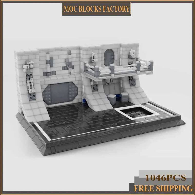 

Звездная модель фильма Moc, строительные кирпичи, космическая военная технология Hangar, модульные блоки, подарки, рождественские игрушки, наборы «сделай сам», сборка