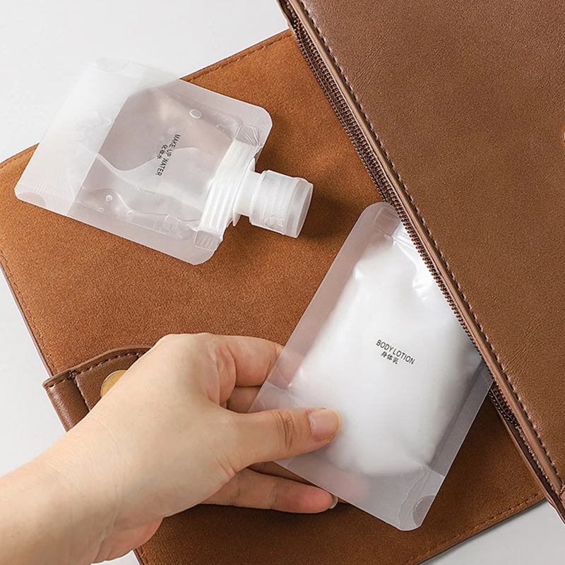 5pcs White PET Makeup Lotion Shower Gel Shampoo Cleanser Travel Dispenser Bag Reusable Portable Dispenser Bag