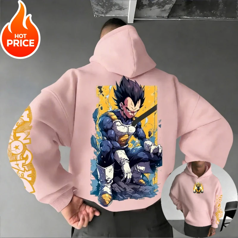 Dragon Ball Super Saiyan Vegeta Harajuku ropa de calle hombres Vintage Sudadera con capucha invierno mujeres Sudadera con capucha de gran tamaño Top de manga larga