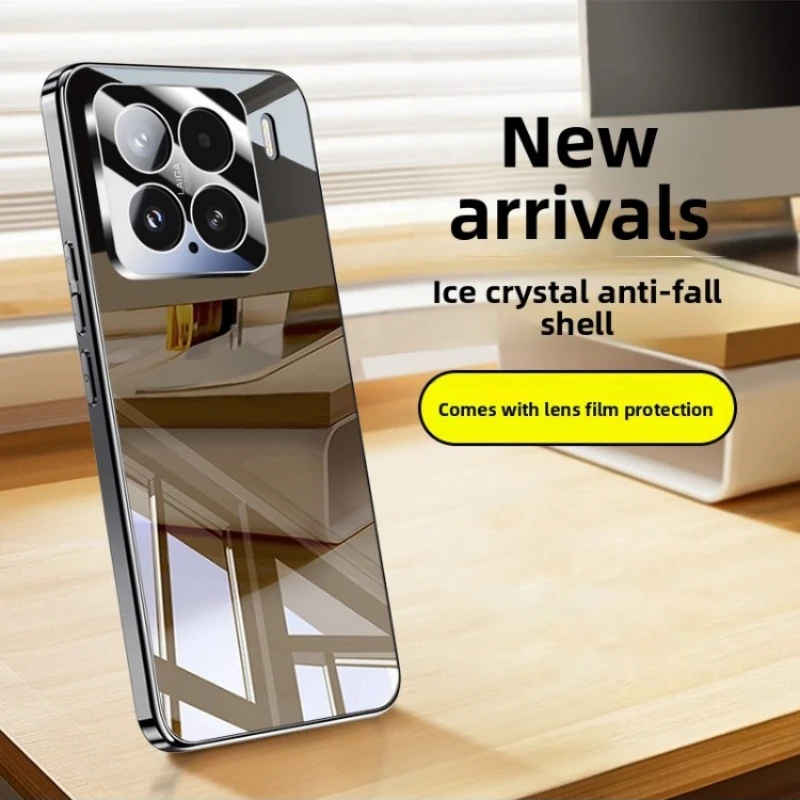 Spiegel Fall Für Xiaomi 15 14 13 Eis Kristall Galvani Glas Objektiv Film Schutz Abdeckung Für Xiaomi 15 Ultra mi 15 Mi 14 Pro