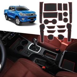 Anti-slip Car Door Rubber Cup Cushion Red Gate Slot Pad For Toyota Hilux 2015 2016 2017 2018 2019-2021 Interior Mat Accessories