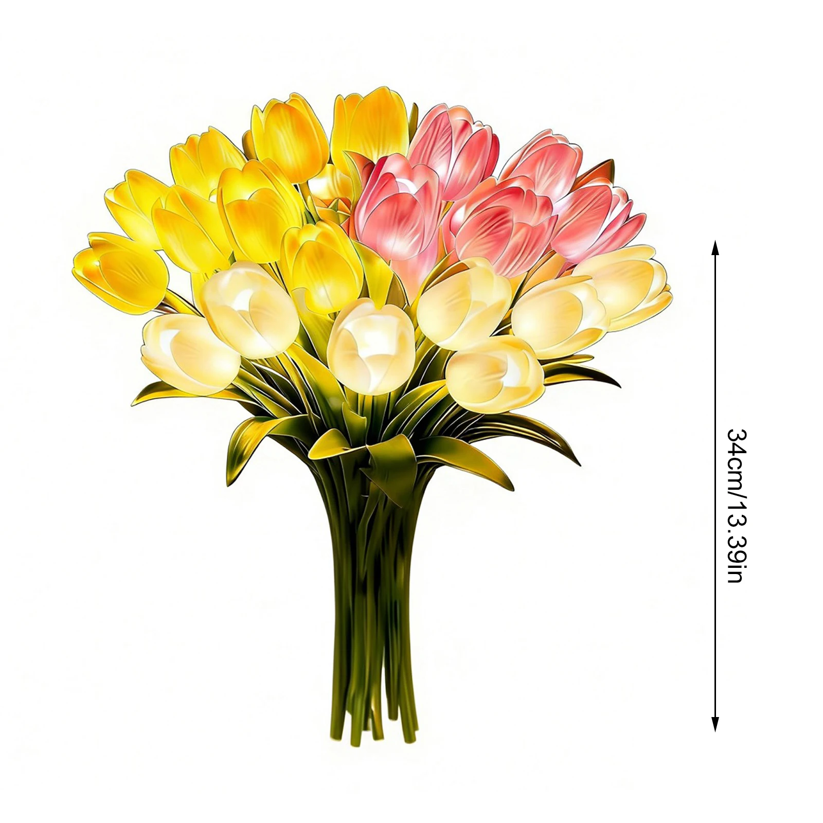 15 Stück künstliche Blumen-Nachtlampe, strahlendes, romantisches Tulpenlicht, warmes Licht, blumenförmige Umgebungslampe für Schlafzimmer, Nachttisch-Dekoration