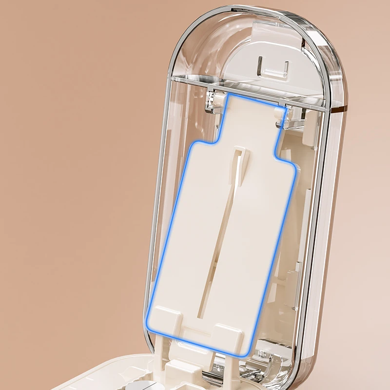 Pemotong Pil Terbaru dengan Sikat & Pisau Pengganti Kotak Pemisah Tablet Obat 2 Dalam 1 Portabel Presisi Dispenser Pil Perawatan Kesehatan