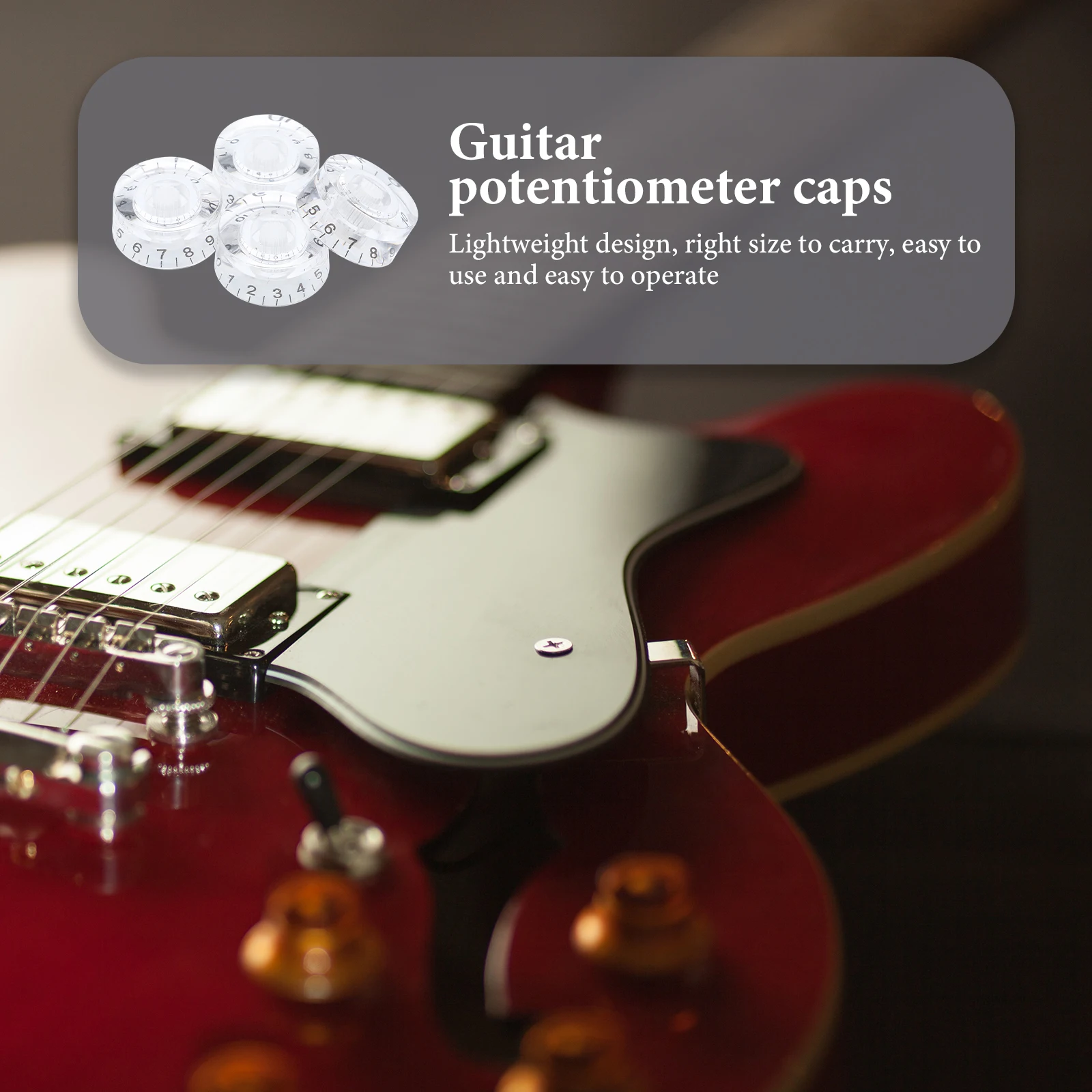

4pcs Guitar Knob Volume Control Bass Potentiometer Cap Transparent Acrylic Replacement For Amplifier Electric Bass Sound Tone