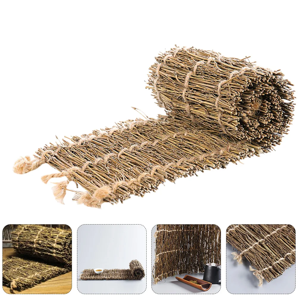

Bamboo Branch Woven Tea Mat Photography Prop Durable Lightweight Storage Home Tea Desk Decor Retro Props Shooting Scenarios