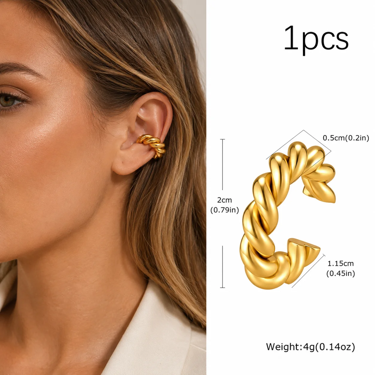 Women's Thick Non-Piercing Clip-On Ear Cuff Earrings