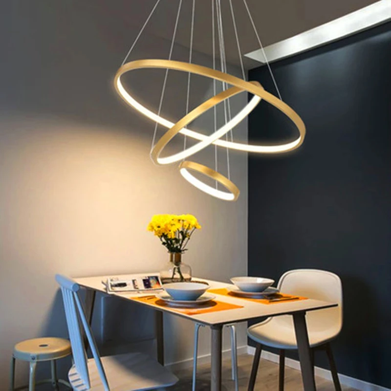 Plafonnier LED à 5 Anneaux au Design Moderne, Luminaire Décoratif d'Nik, Idéal pour un Salon, une Table à Manger ou des Escaliers