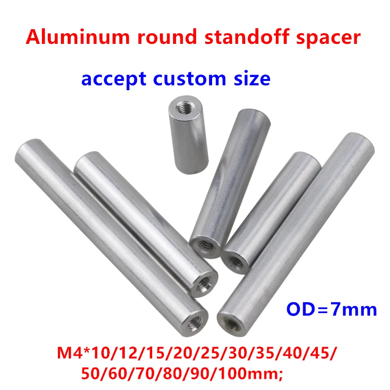 10pcs M4 OD=7mm Round aluminum standoff spacer CNC Stud Aluminum Column Long Screw for RC parts M4*10/12/15/20/25/30/35/40/50mm