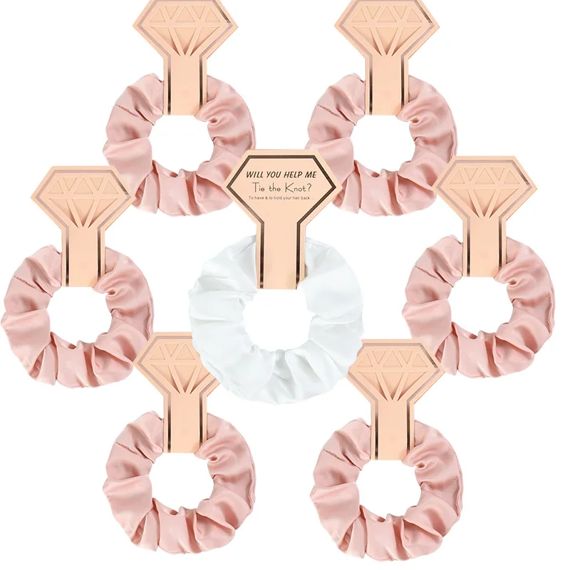 

1/2pcs Bridesmaid Gifts Bachelorette Hen Party Bridesmaid Satin Hair Ties Scrunchies For Wedding Team Bride To Be Party Decor