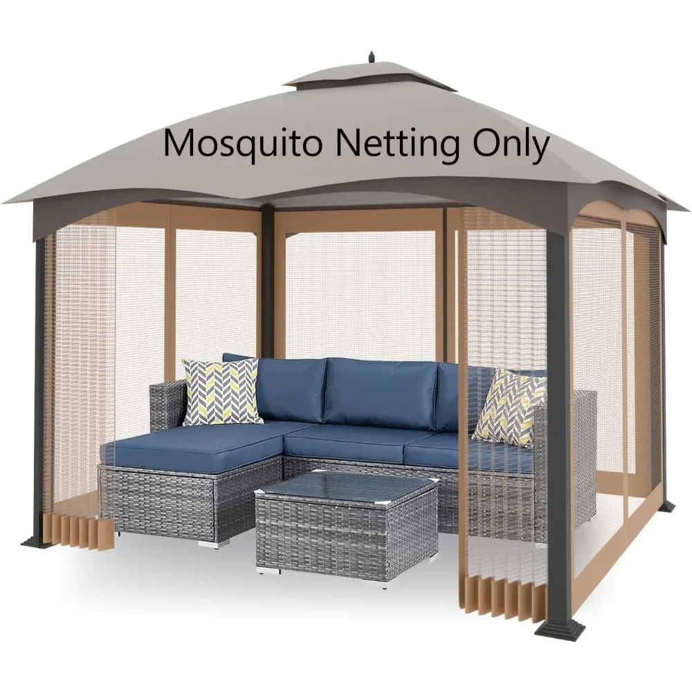 

10'x12' Gazebo Replacement Mosquito Netting 4-Panel Patio Screen Walls with Zipper