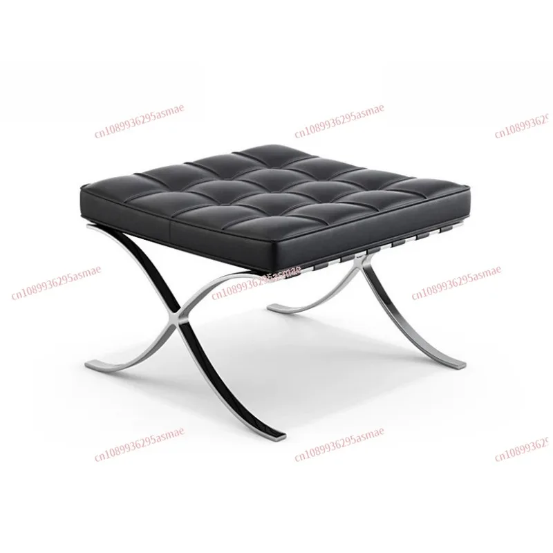 

Modern Short Footstool Ottoman Soft Leather Upholstered Shoe Changing Stool for Living Room Bedroom