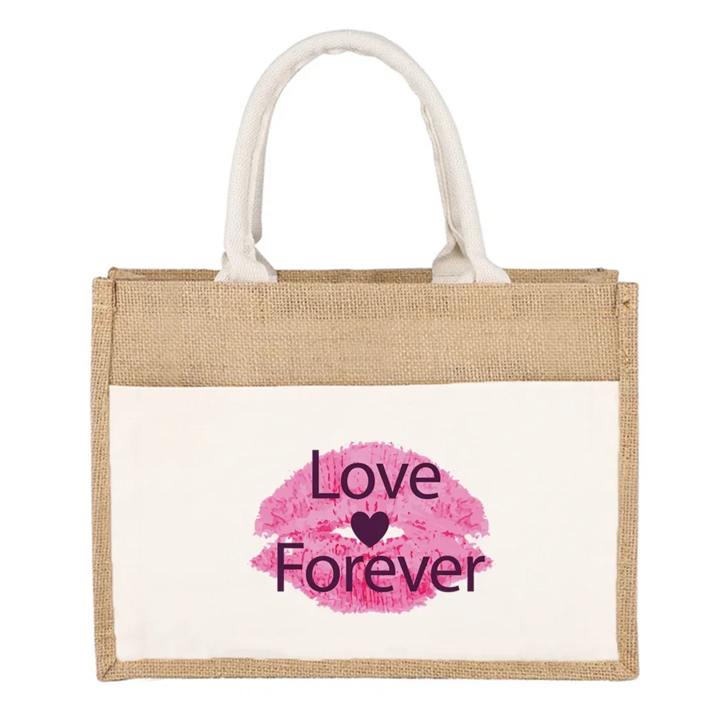 Tote Bags Reusable Sundries Linen Tote Bag Ecofriendly Supermarket Bag Mouth Series Large Capacity Picnic Bag 2024 New