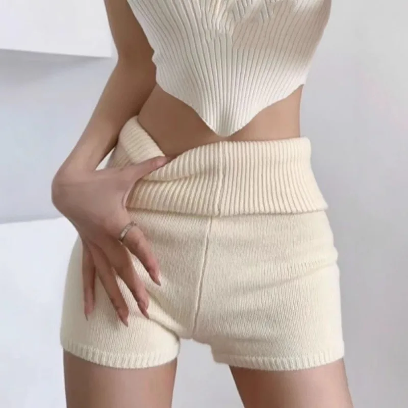 

Pure Desire Low Waisted Knitted Pit Strip Buttock Shorts Summer Female American Hot Girl Home Pajamas Slimming Elastic Hot Pants