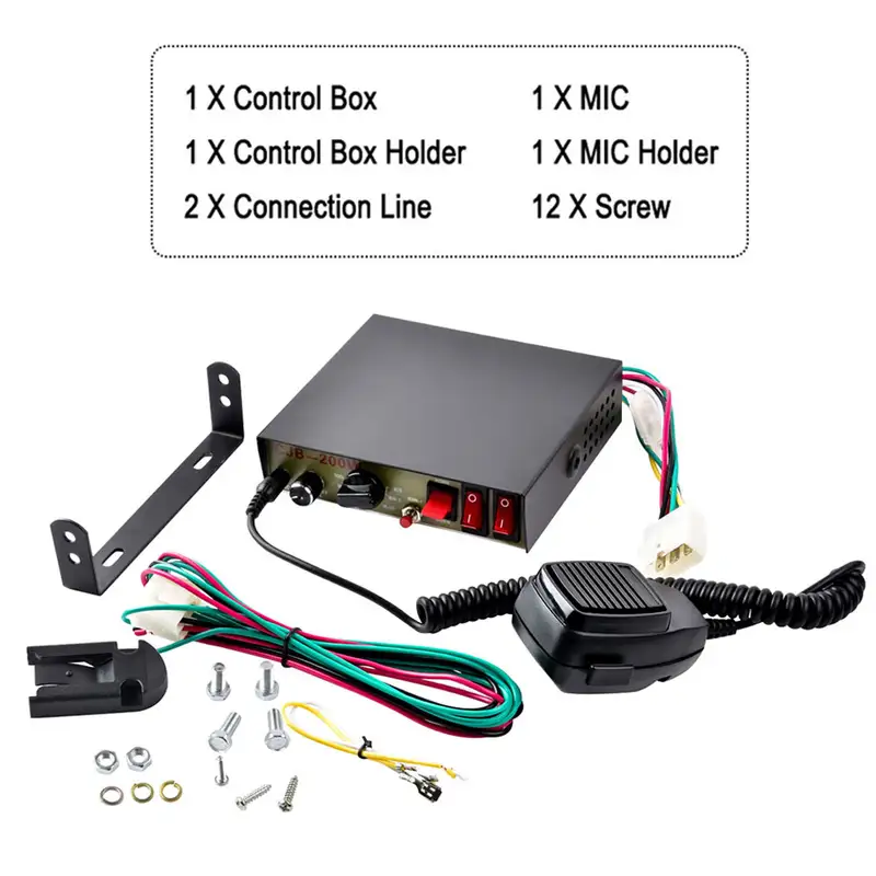 Vehicle Warning Horn Car Police Siren Speaker 200W 8 Loud Sound Microphone Loudspeaker Emergency Alarm System 12V 24V - Image 2