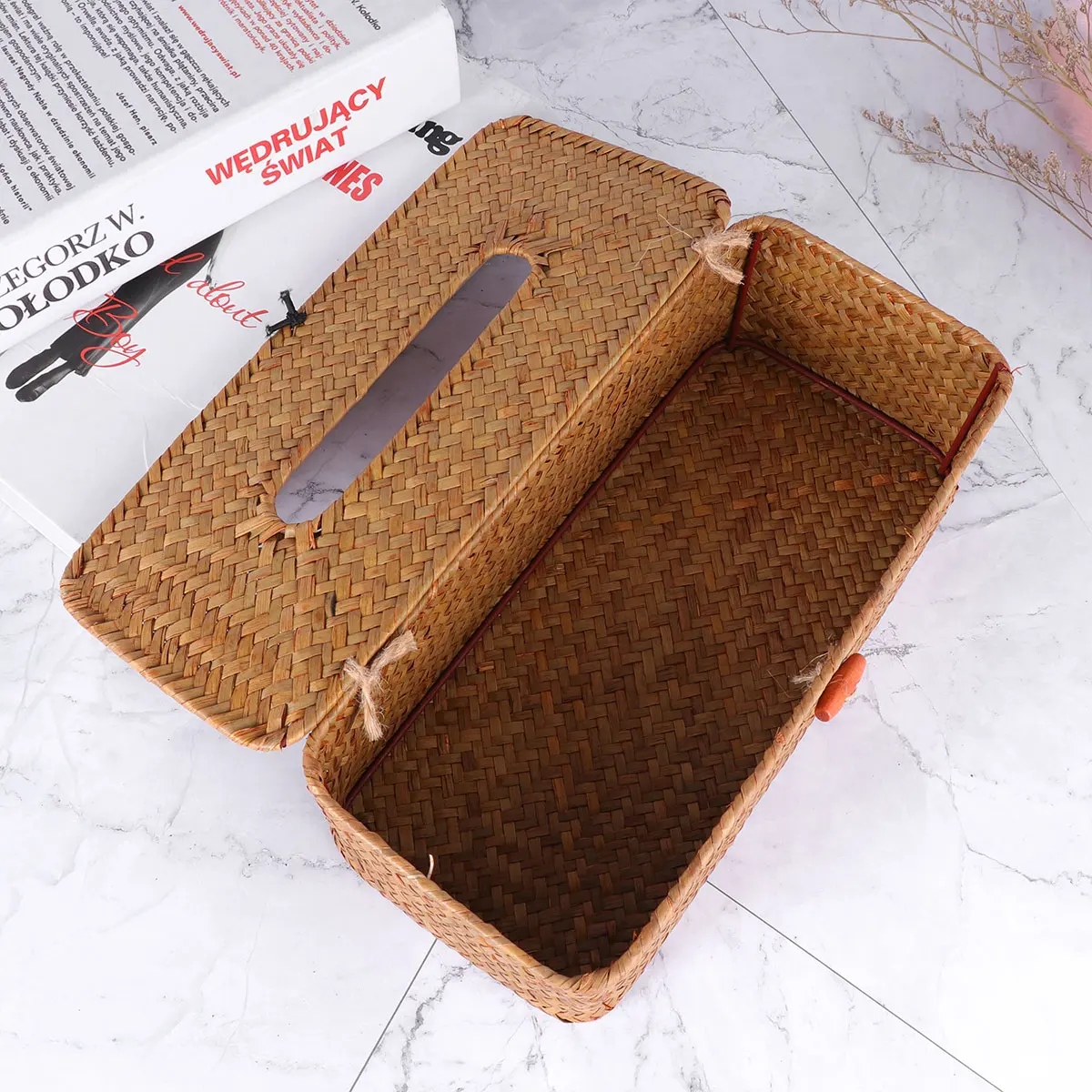 

Seaweed Woven Tissue Box Household Napkin Holder Paper Organizer For Bathroom Living Room Office Retro Style Home Decor Storage