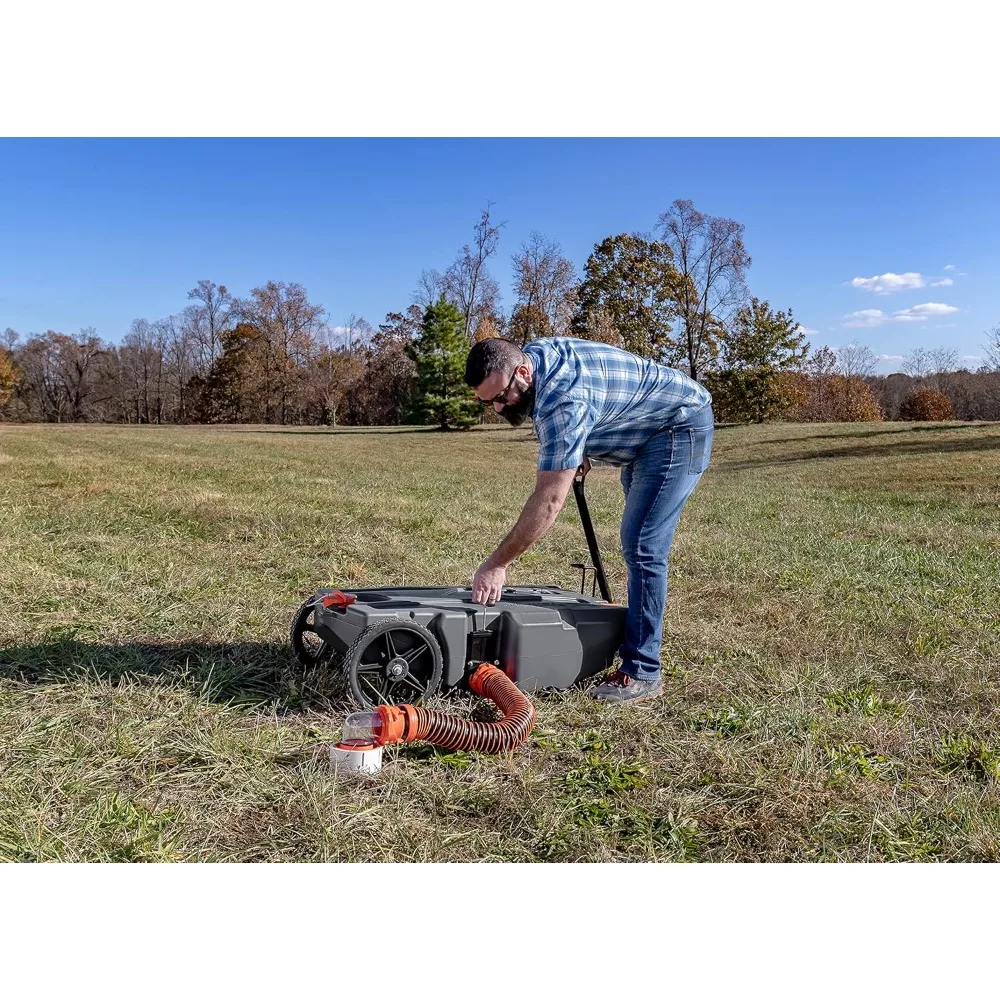 

Портативный мусорный бак для автодомов на 36 галлонов с 2 поворотными колесами, буксировочным крюком и комплектом сливных шлангов