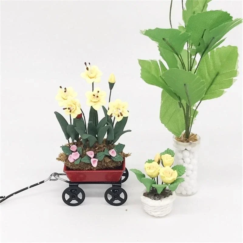 Dollhouses Flower Plant Flower Model for Living Room Plant Decoration Yellow Flower Craft Miniature Decors 15UB