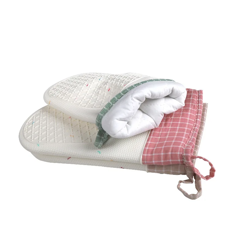 قفازات فرن سيليكون جديدة ملونة كريمية غير قابلة للانزلاق، مقاومة للحرارة، سهلة التنظيف لخبز المطبخ وفرن الميكروويف #4