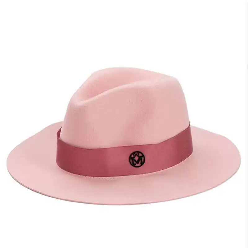 

luxury Ladies Australia 100%wool feodra hat winter womens wool Jazz fedoras pink hat for women large brim cowboy panama fedoras