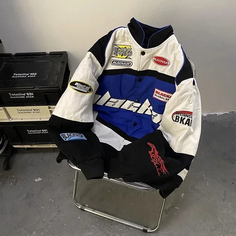 

2024 Vintage Racing Jacket Women Oversized Korean Streetwear Motorcycle Hip Hop Motorcycle Jackets Female Matching Baseball
