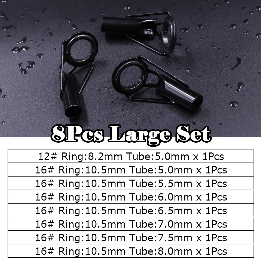 5 Stück Angelrute spitzen führungen Reparatur satz Edelstahl rahmen Keramik ringe schwarze Rute Bau führung Augen bau Reparatur 6 # ~ 16 #