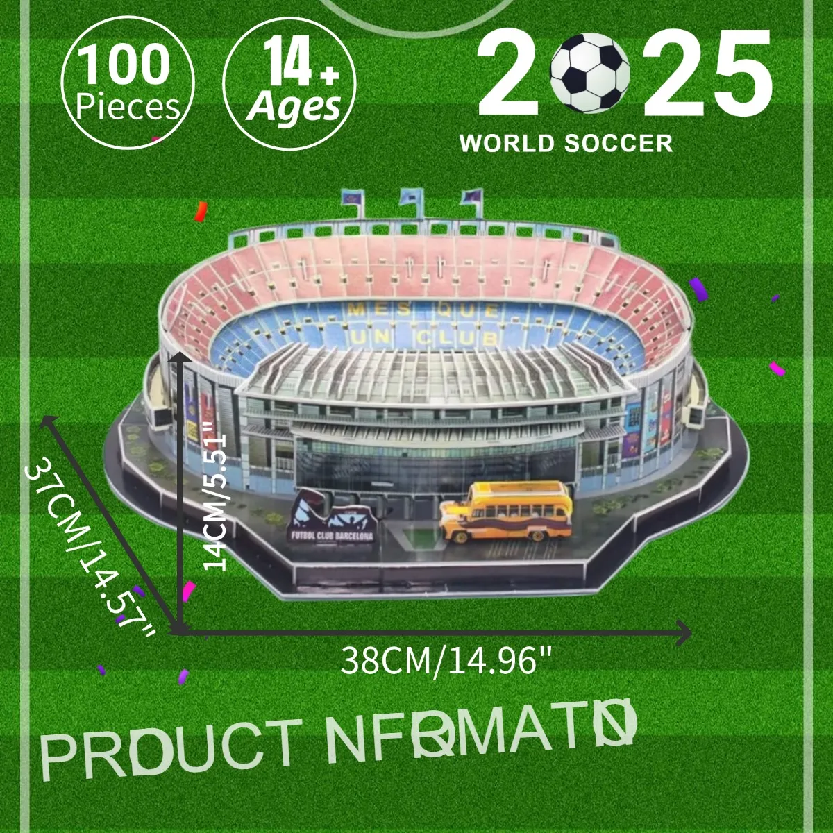 Miniatuur voetbalveld 3D DIY-puzzel Wereldberoemde stadionmodellen Voetbalspel Randapparatuur Speelgoed Fans Verjaardag Speelgoed Geschenken