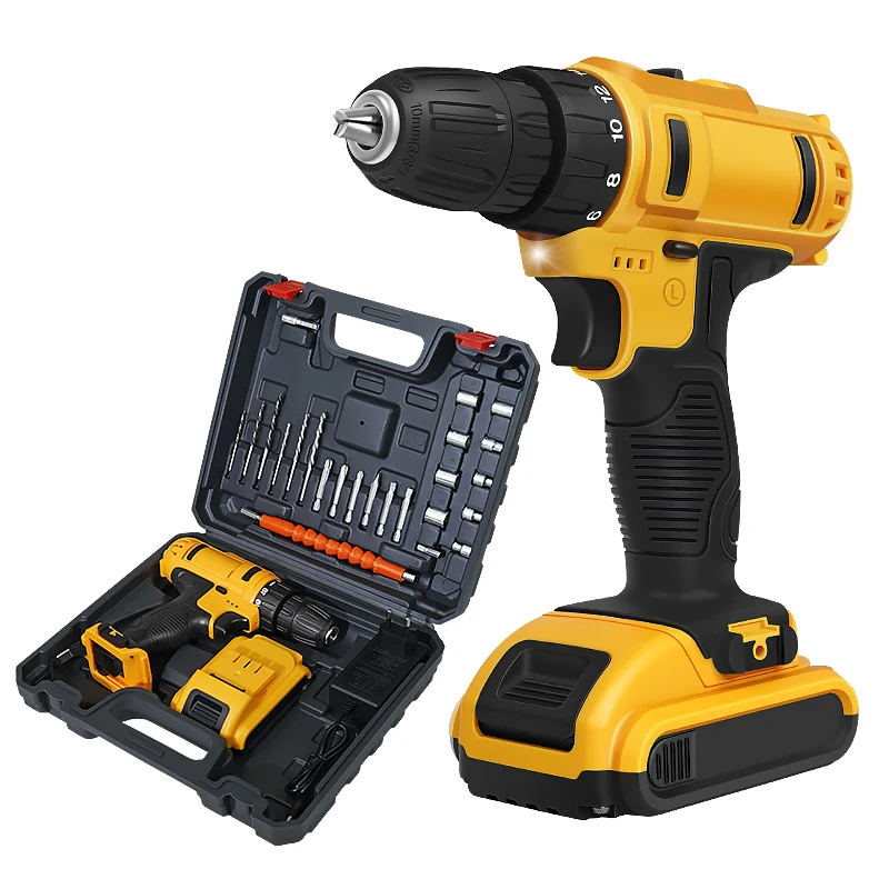 Cordless Power Drill Driver Set 21V Electric Screwdriver Driver Tool Kit with Battery, Charger and Storage Box Included