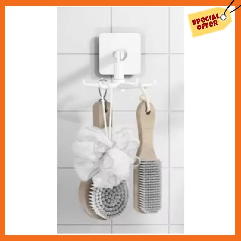 

-A20Z 20Pc 360 Degree Rotatable Pp Punch Free Six Claw Hook Kitchen Spatula Spoon Storage Wall Mounted Hanger