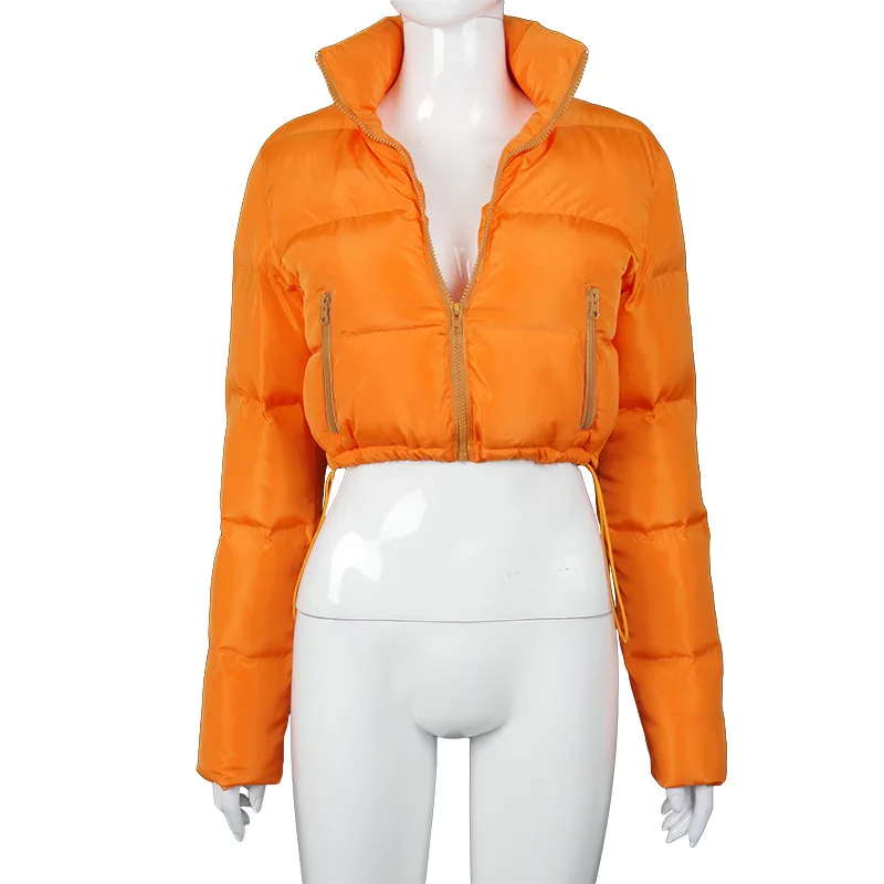Women's Down Jacket 2024 New Fashion Warm Adjustable Cotton Jacket Urban White Duck Stand Collar Zipper Commuting Thick Jacket