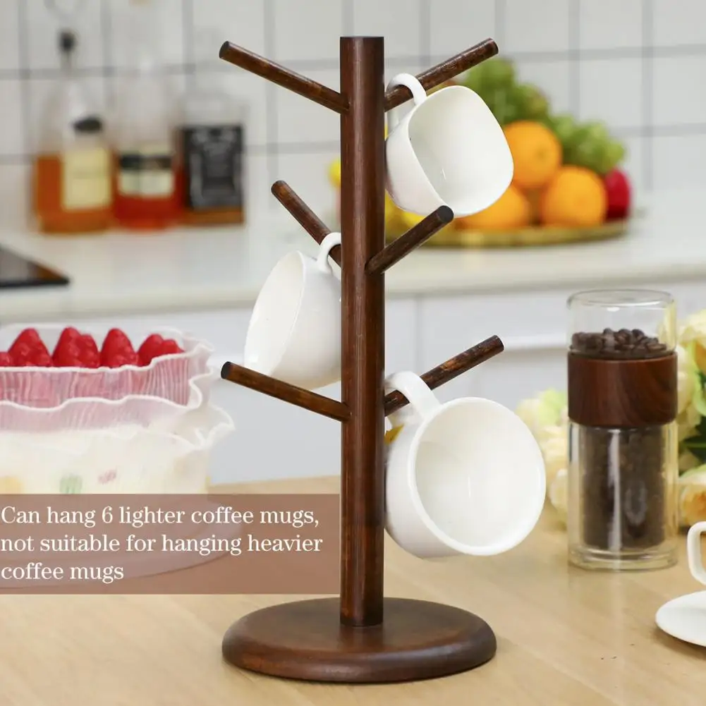 Water Cup Holder Detachable Coffee Mug Holder with 6 Hooks Detachable Cup Tree Space-Saving Cup Organizer for Home Kitchen